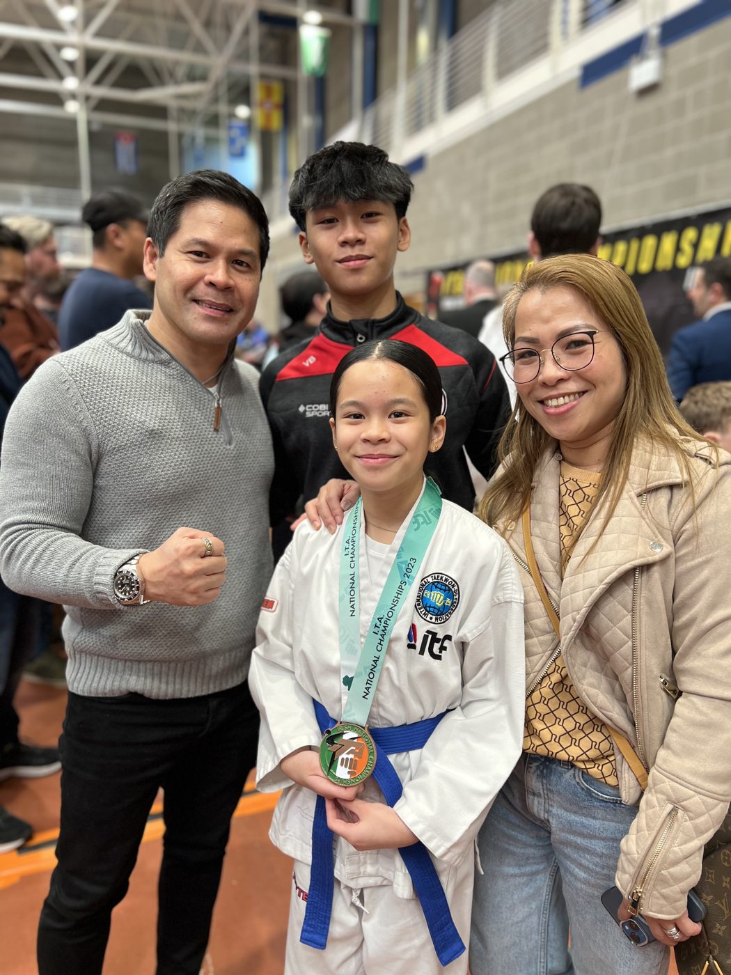 Families travel, cheer and celebrate together
